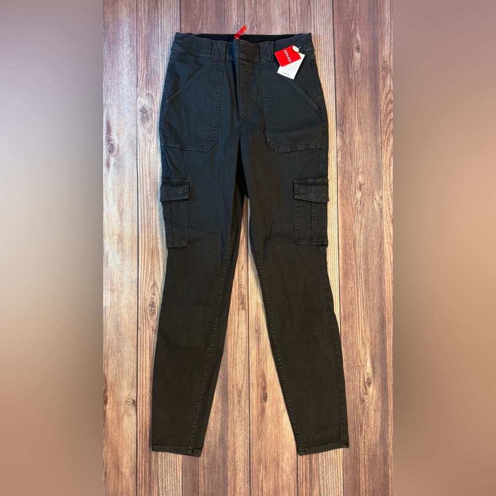 SPANX Women’s Stretch Twill Ankle Cargo Pants Size XL TALL Washed Black NWT